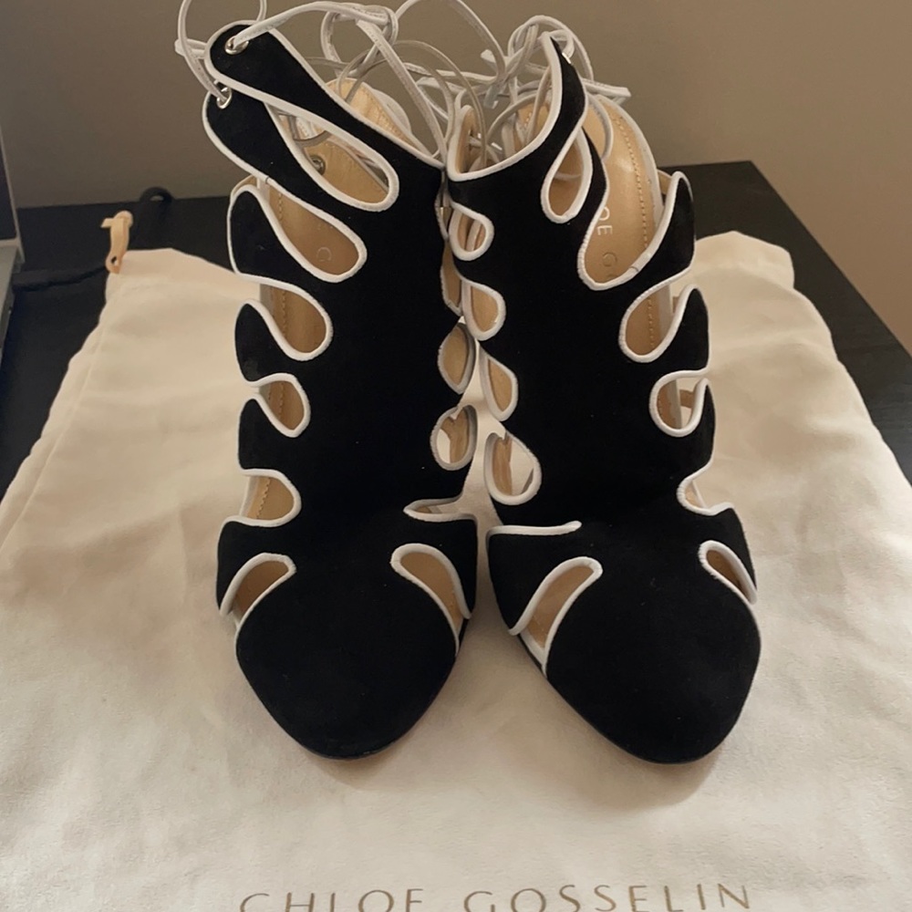 CHLOE GOSSELIN Calico Suede & Leather Sandals